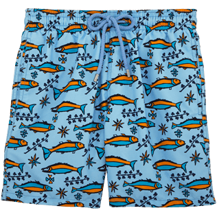Hombre Corte Clásico Estampado - Bañador con estampado Sardine à l'Huile, Cielo azul front Hombre Corte Clásico Estampado - Bañador con estampado Sardine à l'Huile, Cielo azul front