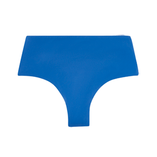 Women High waist Solid - Women Bikini Bottom High Waist Brief Solid, Batik blue front view