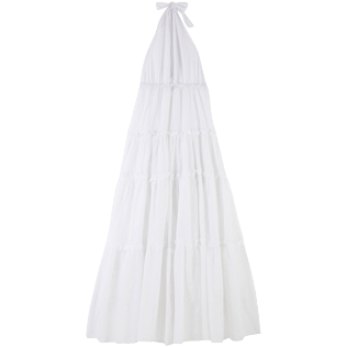 Mujer Autros Bordado - Vestido de algodón con bordado inglés para mujer, Blanco vista trasera