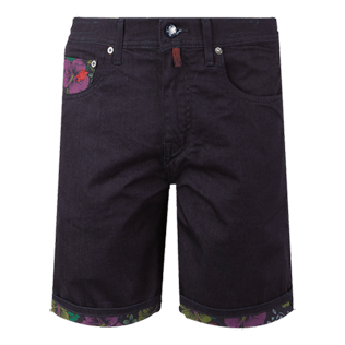 Men Others Printed - Men Bermuda Shorts Tropical Turtles, Dark denim w1 front Men Others Printed - Men Bermuda Shorts Tropical Turtles, Dark denim w1 front