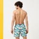 男款 Others 印制 - Men Swimwear Ultra-light and packable Urchins & Fishes, White 背面穿戴视图