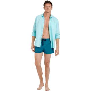 Men Short classic Solid - Men Swimwear Short and Fitted Stretch Solid, Pine wood details view 2