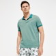 Men Changing Cotton Pique Polo Shirt Solid Linden front worn view Men Changing Cotton Pique Polo Shirt Solid Linden front worn view