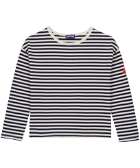 Boys T-Shirt Stripes Blu marine/bianco vista frontale