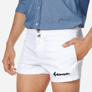 Men Others Solid - Men White 70s Shorts, White supp1 Men Others Solid - Men White 70s Shorts, White supp1