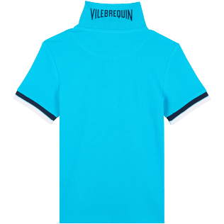 Boys Others Solid - Boys Cotton Pique Polo Shirt Solid, Azure back Boys Others Solid - Boys Cotton Pique Polo Shirt Solid, Azure back
