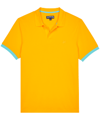 Men Others Solid - Men Cotton Pique Polo Shirt Solid, Yellow front view