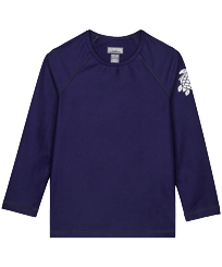 Andere Bedruckt - Langärmeliges Rashguards Solid T-Shirt für Kinder, Marineblau Vorderansicht