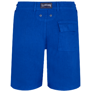 男款 Others 纯色 - 男士纯色亚麻直筒百慕大短裤, Royal blue back 男款 Others 纯色 - 男士纯色亚麻直筒百慕大短裤, Royal blue back