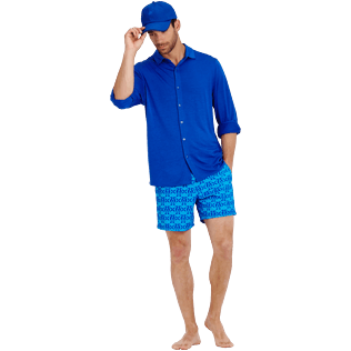 Uomo Altri Unita - Camicia uomo in jersey di lyocell a tinta unita, Blu reale supp2 Uomo Altri Unita - Camicia uomo in jersey di lyocell a tinta unita, Blu reale supp2
