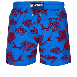 Men Ultra-light classique Printed - Men Swim Trunks Ultra-light and packable 2018 Prehistoric Fish Flocked, Sea blue back view