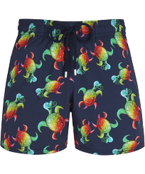 Men Others Printed - Men Stretch Swim Trunks Tortues Rainbow Multicolor - Vilebrequin x Kenny Scharf, Navy front view