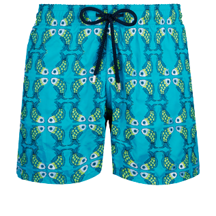 Imagen de Hombre Clásico Bordado - Bañador con bordado Sweet Fishes para hombre - Edición limitada, Azurin vista frontal Imagen de Hombre Clásico Bordado - Bañador con bordado Sweet Fishes para hombre - Edición limitada, Azurin vista frontal