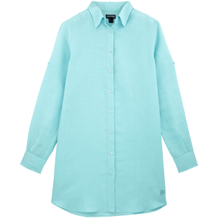 Donna Altri Unita - Camicia lunga in lino, Bleu givre front Donna Altri Unita - Camicia lunga in lino, Bleu givre front