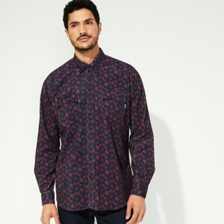 Men Others Printed - Men Corduroy Overshirt Micro Ronde Tortues, Navy details view 4