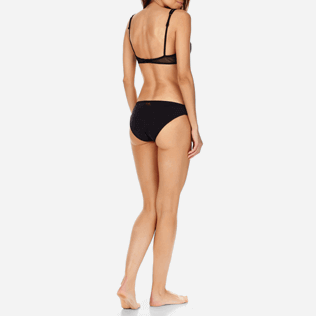 Mujer Braguitas Liso - Braguitas de bikini de talle alto liso Net para mujer, Negro backworn Mujer Braguitas Liso - Braguitas de bikini de talle alto liso Net para mujer, Negro backworn