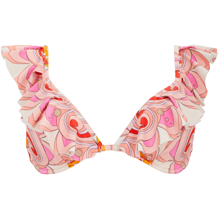 Damen Bügel-Bikini Bedruckt - Mandala Neckholder-Bikinioberteil für Damen, Camellia Vorderansicht