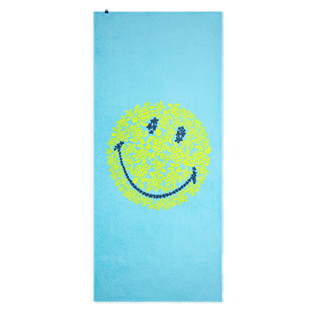 AUTRES Imprimé - Serviette de plage Turtles Smiley - Vilebrequin x Smiley®, Bleu lazuli vue de face