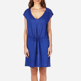 Femme AUTRES Uni - Robe courte en Jersey de lin Femme Unie, Bleu neptune supp1 Femme AUTRES Uni - Robe courte en Jersey de lin Femme Unie, Bleu neptune supp1