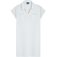 Donna Altri Unita - Women Linen Long Polo Dress Solid, Bianco vista frontale