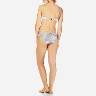Damen Klassische Höschen Bedruckt - Modernist Fish Bikinihose mit hohem Beinschnitt für Damen, Weiss backworn Damen Klassische Höschen Bedruckt - Modernist Fish Bikinihose mit hohem Beinschnitt für Damen, Weiss backworn
