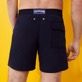 Men placed embroidery Swim Shorts The year of the Rabbit Navy back worn view