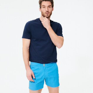 Hombre Cintura plana Liso - Bañador corto elástico con cintura lisa y estampado Prince de Galles para hombre, Star anise supp3 Hombre Cintura plana Liso - Bañador corto elástico con cintura lisa y estampado Prince de Galles para hombre, Star anise supp3