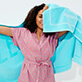 Others 纯色 - 纯色 Jacquard 毛圈布沙滩浴巾, Lazulii blue 细节视图3