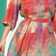 Mujer Autros Estampado - Vestido camisero de lino de estilo sahariano con estampado Plumes para mujer, Guava detalles vista 3