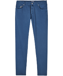 Pantaloni uomo a 5 tasche tinta unita Blu marine vista frontale