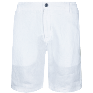 Men Others Solid - Men straight Linen Bermuda Shorts Solid, White back Men Others Solid - Men straight Linen Bermuda Shorts Solid, White back