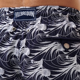 Men Classic Embroidered - Men Embroidered Swimwear Waves - Limited Edition, Sapphire details view 1
