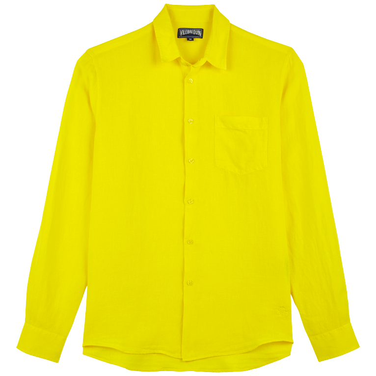 Vilebrequin Men's Caroubis Solid Linen Sport Shirt In Yellow