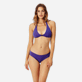 Mujer Halter Liso - Top de bikini anudado alrededor del cuello con estampado Micro Turtles para mujer, Mar azul frontworn Mujer Halter Liso - Top de bikini anudado alrededor del cuello con estampado Micro Turtles para mujer, Mar azul frontworn