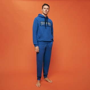 Hombre Autros Liso - Pantalón de chándal en algodón de color liso para hombre, Mar azul detalles vista 3