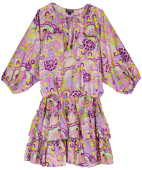 Damen Andere Bedruckt - Rainbow Flowers Kleid für Damen, Cyclamen Vorderansicht