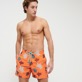 Men Classic Embroidered - Men Swimwear Embroidered Ronde Des Tortues - Limited Edition, Guava front worn view