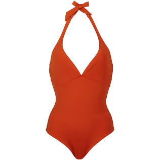 Damen Einteiler Uni - Formender Solid Badeanzug für Damen, Paprika front Damen Einteiler Uni - Formender Solid Badeanzug für Damen, Paprika front