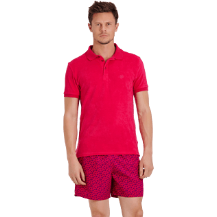 Hombre Autros Liso - Polo en tejido terry de color liso para hombre, Grosella frontworn Hombre Autros Liso - Polo en tejido terry de color liso para hombre, Grosella frontworn