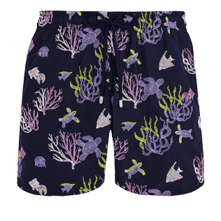 Hombre Bordados Bordado - Bañador con bordado Coral and Turtles para hombre - Edición Limitada, Azul marino front Hombre Bordados Bordado - Bañador con bordado Coral and Turtles para hombre - Edición Limitada, Azul marino front