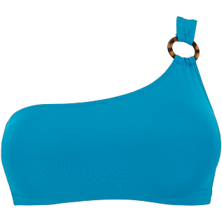 Women Asymmetrical Solid - Women asymetrical bikini Top Solid, Seychelles front Women Asymmetrical Solid - Women asymetrical bikini Top Solid, Seychelles front