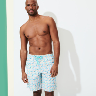 Men Long classic Printed - Men Swim Trunks Long 2007 Snails, Lazulii blue frontworn Men Long classic Printed - Men Swim Trunks Long 2007 Snails, Lazulii blue frontworn