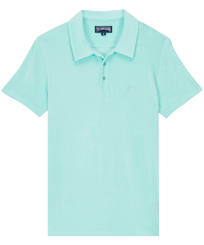 Men Jacquard Polo Solid Lagoon front view