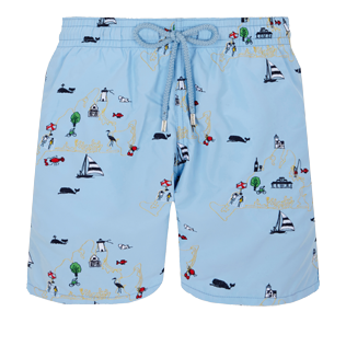 Hombre 017 Bordado - Bañador bordado con estampado Martha's Vineyard para hombre - Edición limitada, Cielo azul front Hombre 017 Bordado - Bañador bordado con estampado Martha's Vineyard para hombre - Edición limitada, Cielo azul front