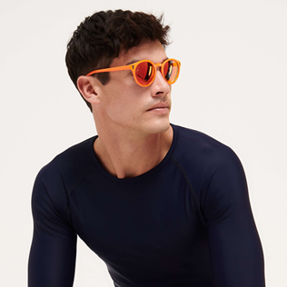 Andere Uni - Unisex Solid Sonnenbrille, Neon orange Vorderseite getragene Ansicht