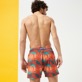 Men Stretch classic Printed - Men Stretch Swimwear Nautilius Tie & Dye, Poppy red back worn view