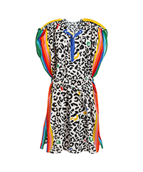 Leopard und Rainbow Cover-up für Damen – Vilebrequin x JCC+ – Limitierte Serie Weiss Vorderansicht