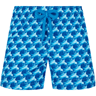 Girls Others Printed - Girls Swim Short Micro Waves, Lazulii blue front view