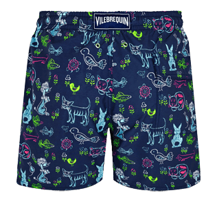 Men Classic Printed - Men Swimwear Rabbits and Poodles - Vilebrequin x Florence Broadhurst, Navy back view
