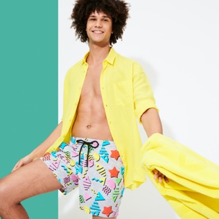 Hombre Clásico Estampado - Bañador con estampado 1986 Memphis para hombre, Blanco supp2 Hombre Clásico Estampado - Bañador con estampado 1986 Memphis para hombre, Blanco supp2